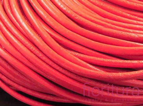 RZEMIEŃ OKRĄGŁY SKÓRA NATURALNA 2MM KOLOR CZERWONY