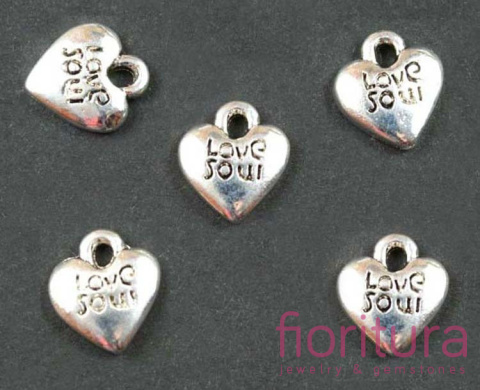ZAWIESZKA SERCE Z NAPISEM LOVE SOUL 11X10MM KOLOR STARE SREBRO ZAWIESZKA SERCE Z NAPISEM LOVE SOUL 11X10MM KOLOR STARE SREBRO