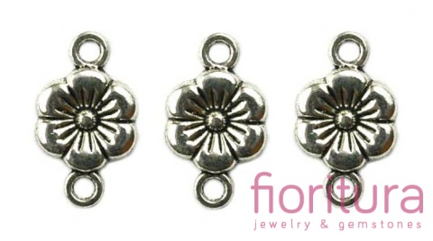  ŁĄCZNIK KWIAT 18x10x2MM KOLOR STARE SREBRO