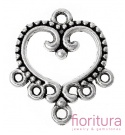 PODSTAWA KOLCZYKA SERCE, ROZDZIELACZ 19x21x1,7MM KOLOR STARE SREBRO