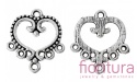 PODSTAWA KOLCZYKA SERCE, ROZDZIELACZ 19x21x1,7MM KOLOR STARE SREBRO