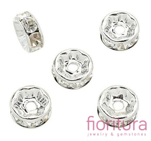 PRZEKŁADKA DYSK Z KRYSZTAŁKAMI CRYSTAL 6x3MM KOLOR SREBRNY