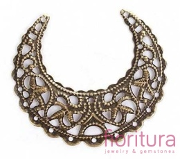 BAZA, ZAWIESZKA, PODSTAWA KOLCZYKA FILIGRAN PÓŁKSIĘŻYC 43x38x0,5MM KOLOR STARE ZŁOTO