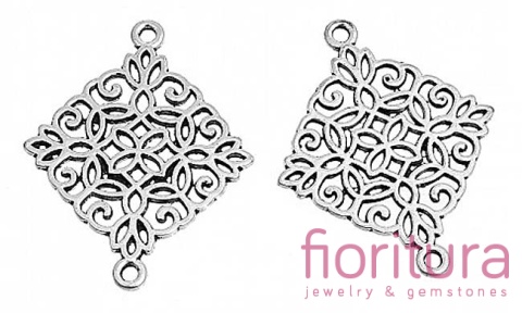 ŁĄCZNIK AŻUROWY 28x22x1MM KOLOR STARE SREBRO