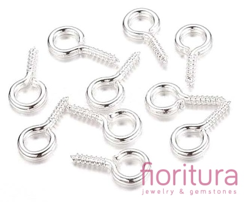 KRAWATKA WKRĘT Z OCZKIEM 13x7MM POSREBRZANA