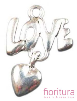ZAWIESZKA LOVE Z SERCEM 23X15MM KOLOR STARE SREBRO