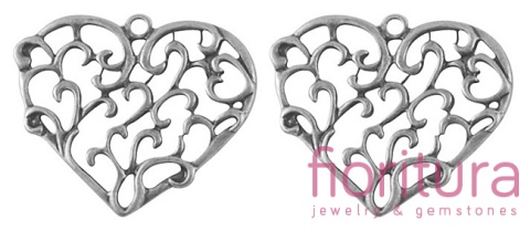 ZAWIESZKA SERCE 48x40MM KOLOR STARE SREBRO