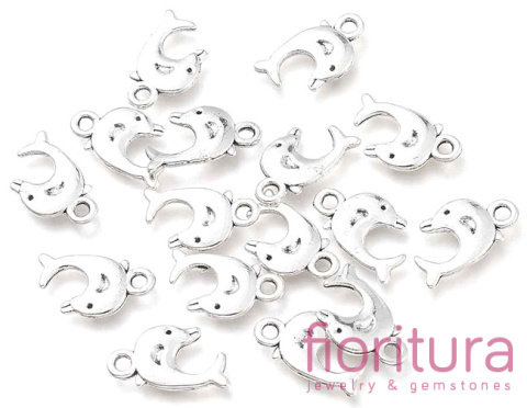 ZAWIESZKA DELFIN 15x10MM KOLOR STARE SREBRO