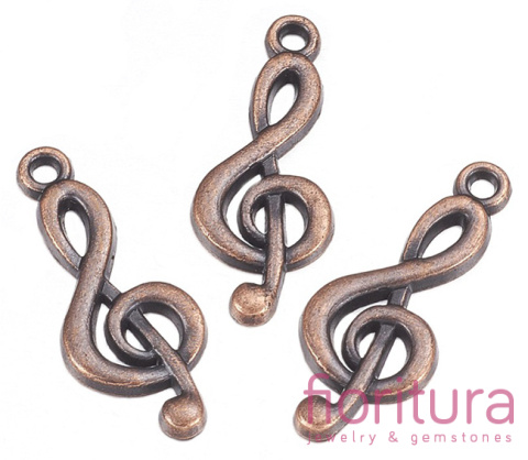 ZAWIESZKA KLUCZ WIOLINOWY 26x10MM KOLOR MIEDZIANY