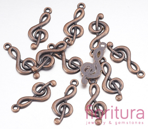 ZAWIESZKA KLUCZ WIOLINOWY 26x10MM KOLOR MIEDZIANY