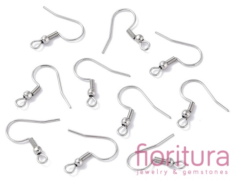 BIGLE OTWARTE Z KULKĄ I SPRĘŻYNKĄ 17-19x0,8MM KOLOR SREBRNY