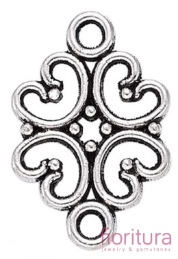ŁĄCZNIK KWIAT 18x13x1,5MM KOLOR STARE SREBRO