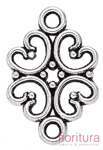 ŁĄCZNIK KWIAT 18x13x1,5MM KOLOR STARE SREBRO