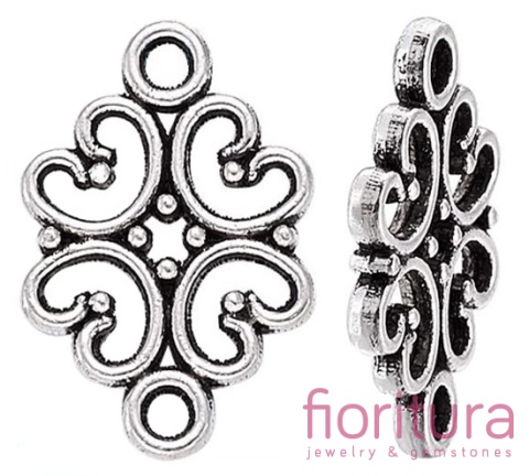 ŁĄCZNIK KWIAT 18x13x1,5MM KOLOR STARE SREBRO