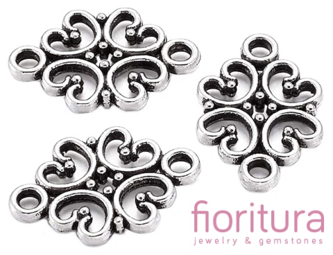ŁĄCZNIK KWIAT 18x13x1,5MM KOLOR STARE SREBRO