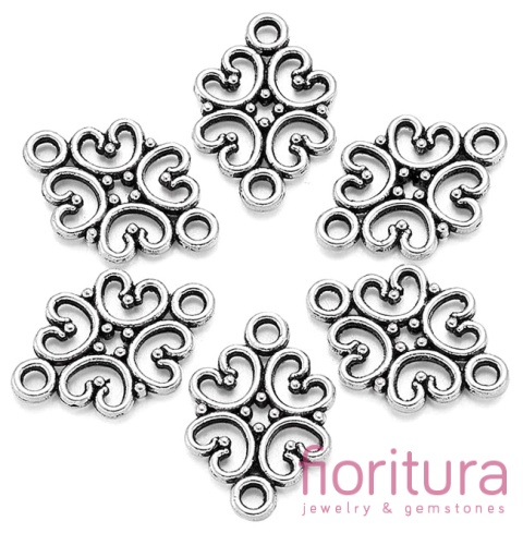 ŁĄCZNIK KWIAT 18x13x1,5MM KOLOR STARE SREBRO