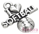 ZAWIESZKA I LOVE SOFTBALL 21x19MM KOLOR STARE SREBRO