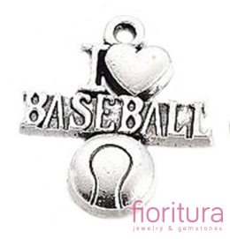 ZAWIESZKA I LOVE BASEBALL 22x19MM KOLOR STARE SREBRO