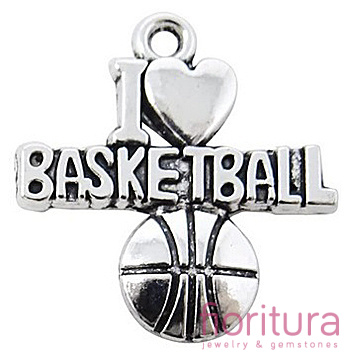 ZAWIESZKA I LOVE BASKETBALL 22x20MM KOLOR STARE SREBRO