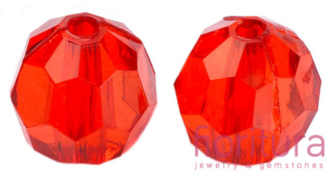 KORALIKI AKRYLOWE KULA FASETOWANA 6MM KOLOR RED TRANSPARENT NR V12