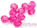 KORALIKI AKRYLOWE KULA FASETOWANA 6MM KOLOR HOT PINK TRANSPARENT NR V08