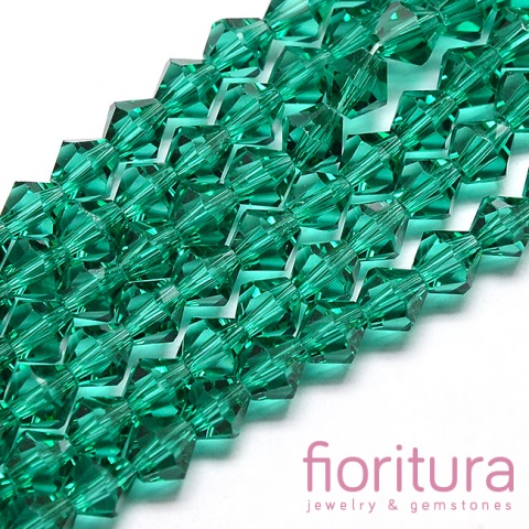 KORALIKI KRYSZTAŁOWE FASETOWANE BICON 6MM KOLOR DARK CYAN