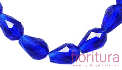 KORALIKI KRYSZTAŁOWE KROPLA FASETOWANA 15x10MM KOLOR BLUE