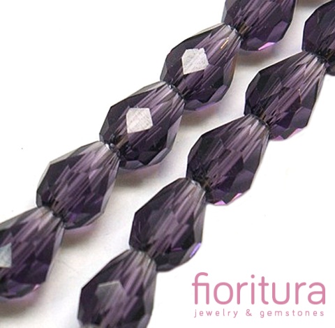 KORALIKI KRYSZTAŁOWE KROPLA FASETOWANA 15x10MM KOLOR INDIGO