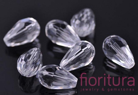 KORALIKI KRYSZTAŁOWE KROPLA FASETOWANA 15x10MM KOLOR CRYSTAL