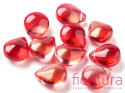 KORALIKI SZKLANE Z BROKATEM ŁEZKI GŁADKIE 12x9x6MM KOLOR RED TRANSPARENT