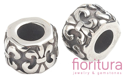 PRZEKŁADKA Z LILIJKĄ WALEC 9x6,5MM KOLOR STARE SREBRO