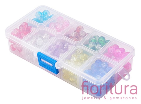 ZESTAW KORALIKÓW SZKLANYCH CRACLE  KULA 8MM 10 KOLORÓW 300 SZT