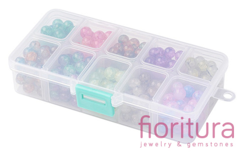 ZESTAW KORALIKÓW SZKLANYCH POWLEKANYCH  8MM 10 KOLORÓW 300 SZT