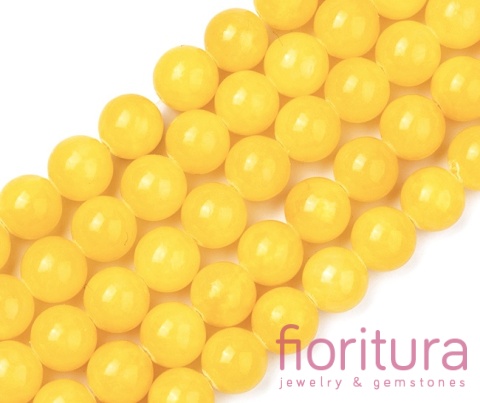 KAMIEŃ NATURALNY BARWIONY JADEIT MASHAN KULA 10MM KOLOR ŻÓŁTY