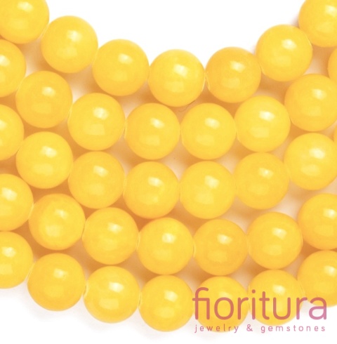 KAMIEŃ NATURALNY BARWIONY JADEIT MASHAN KULA 10MM KOLOR ŻÓŁTY