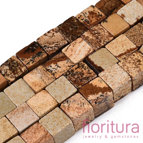 KAMIEŃ NATURALNY  JASPIS KRAJOBRAZOWY KOSTKA NIEREGULARNA 7-9x7-9x7-9MM