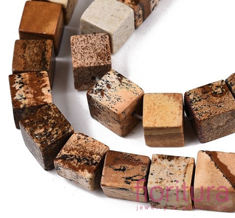 KAMIEŃ NATURALNY  JASPIS KRAJOBRAZOWY KOSTKA NIEREGULARNA 7-9x7-9x7-9MM