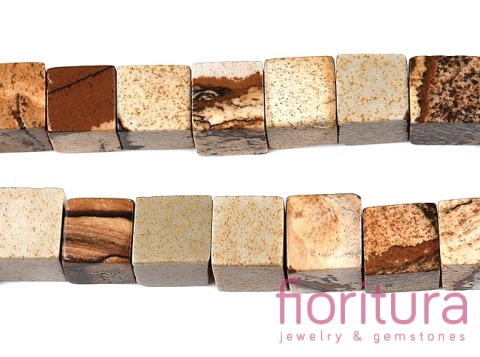 KAMIEŃ NATURALNY  JASPIS KRAJOBRAZOWY KOSTKA NIEREGULARNA 7-9x7-9x7-9MM