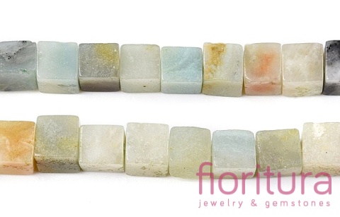 KAMIEŃ NATURALNY  AMAZONIT KWIATOWY KOSTKA NIEREGULARNA 6-6,5x6-5,5x6-6,5MM