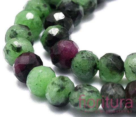 KAMIEŃ NATURALNY ZOISYT Z RUBINEM OPONKA FASETOWANA 5x3MM