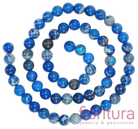KAMIEŃ NATURALNY DOBARWIANY JASPIS CESARSKI NIEBIESKI KULA 6MM