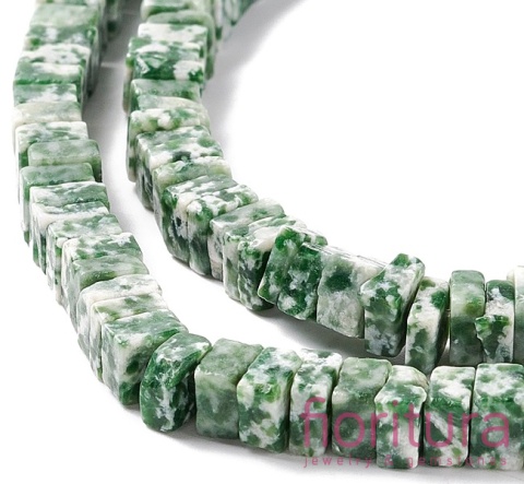 KAMIEŃ NATURALNY JASPIS PLAMISTY ZIELONY KOSTKA NIEREGULARNA 6-6,5x6-5,5x6-6,5MM