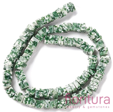 KAMIEŃ NATURALNY JASPIS PLAMISTY ZIELONY KOSTKA NIEREGULARNA 6-6,5x6-5,5x6-6,5MM