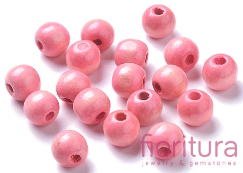 KORALIKI DREWNIANE KULA 8MM KOLOR JASNY RÓŻ