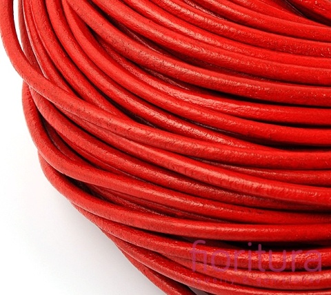 RZEMIEŃ OKRĄGŁY SKÓRA NATURALNA 2MM KOLOR CZERWONY