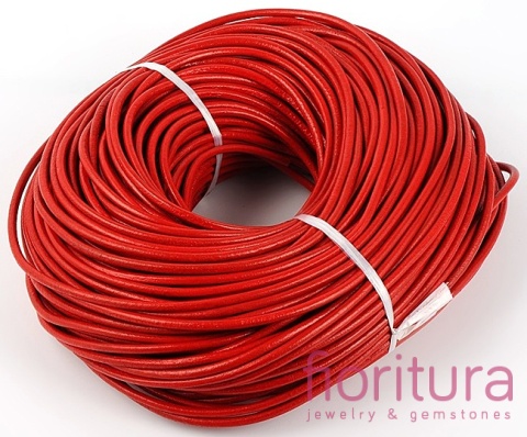 RZEMIEŃ OKRĄGŁY SKÓRA NATURALNA 2MM KOLOR CZERWONY
