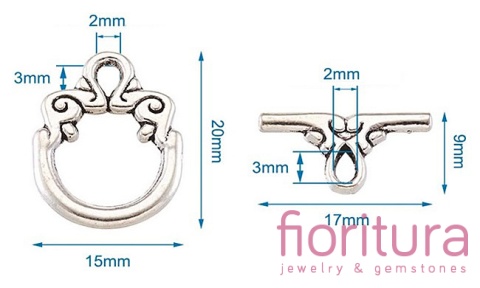 ZAPIĘCIE PRZEKŁADKOWE 20x15x2MM KOLOR STARE SREBRO