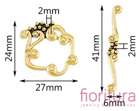 ZAPIĘCIE PRZEKŁADKOWE 24x27x2MM KOLOR MIEDZIANY
