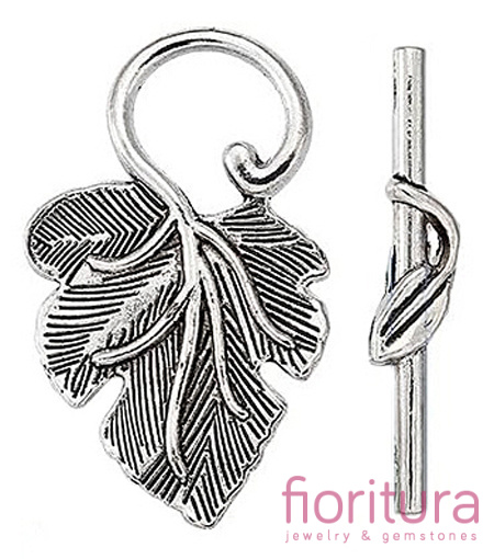 ZAPIĘCIE PRZEKŁADKOWE LIŚĆ 37x23x2MM KOLOR STARE SREBRO