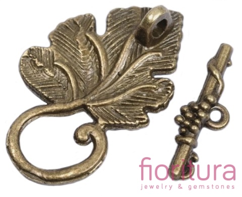 ZAPIĘCIE PRZEKŁADKOWE LIŚĆ 37x23MM KOLOR STARE ZŁOTO